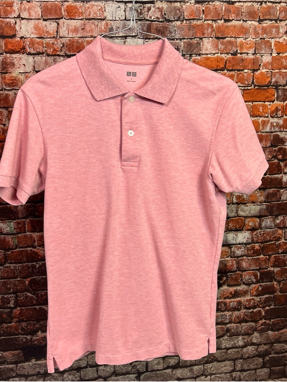 Uniqlo Heather Pink Men's Youth Polo Shirt Size Small